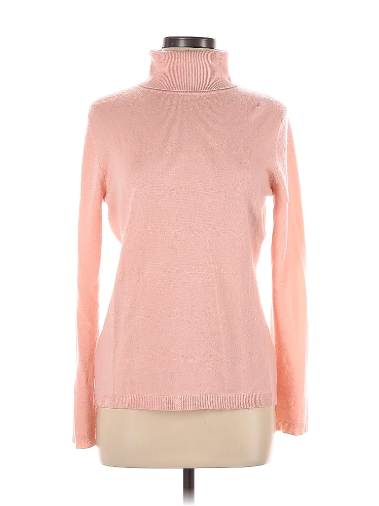 Garnet Hill 100% Cashmere Color Block Solid Pink Cashmere Pullover ...