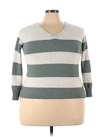 Knox Rose Color Block Stripes Multi Color Gray Pullover Sweater Size 3X  (Plus) - 44% off