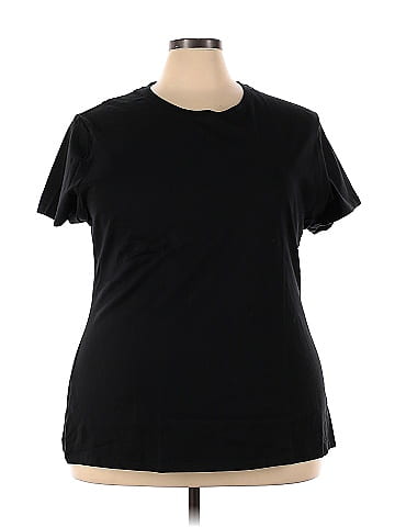 JMS Collection 100% Cotton Solid Black Short Sleeve T-Shirt Size 3X (Plus)  - 15% off
