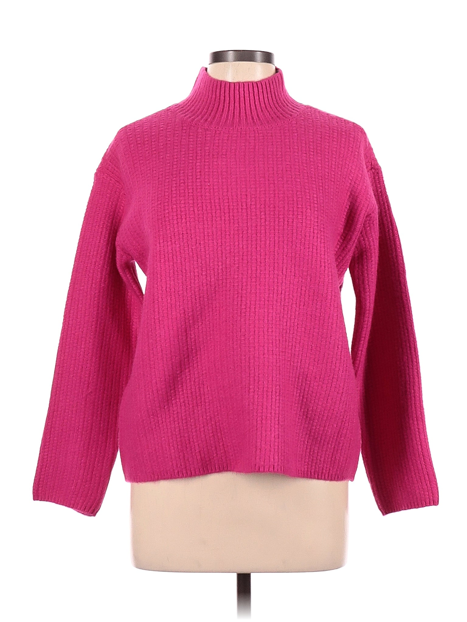 Ann Taylor Color Block Solid Pink Pullover Sweater Size M 74 Off