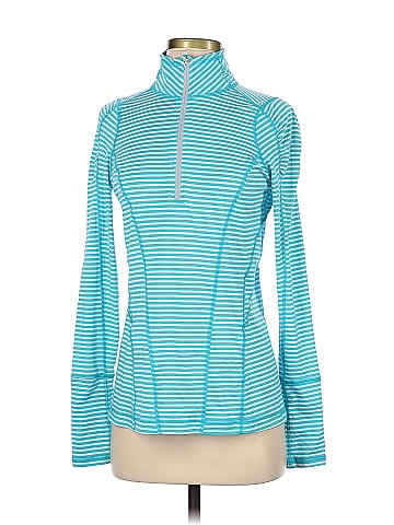 Zella Stripes Blue Teal Long Sleeve Top Size S 61 off ThredUp