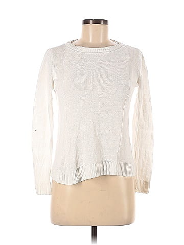 Eileen Fisher 100 Linen Color Block White Pullover Sweater Size