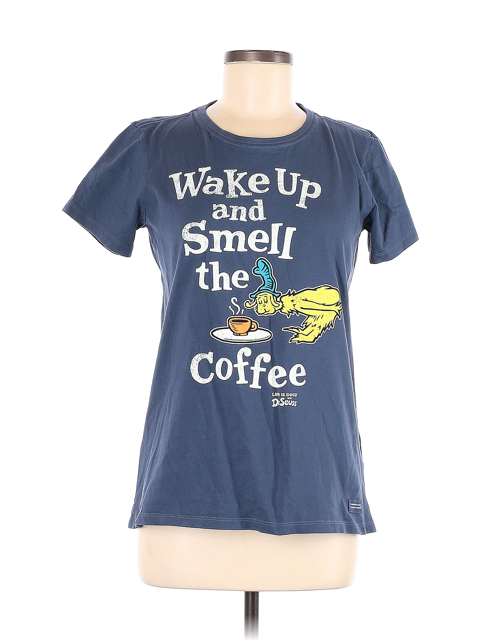 Life Is Good 100 Cotton Graphic Solid Blue Short Sleeve TShirt Size M