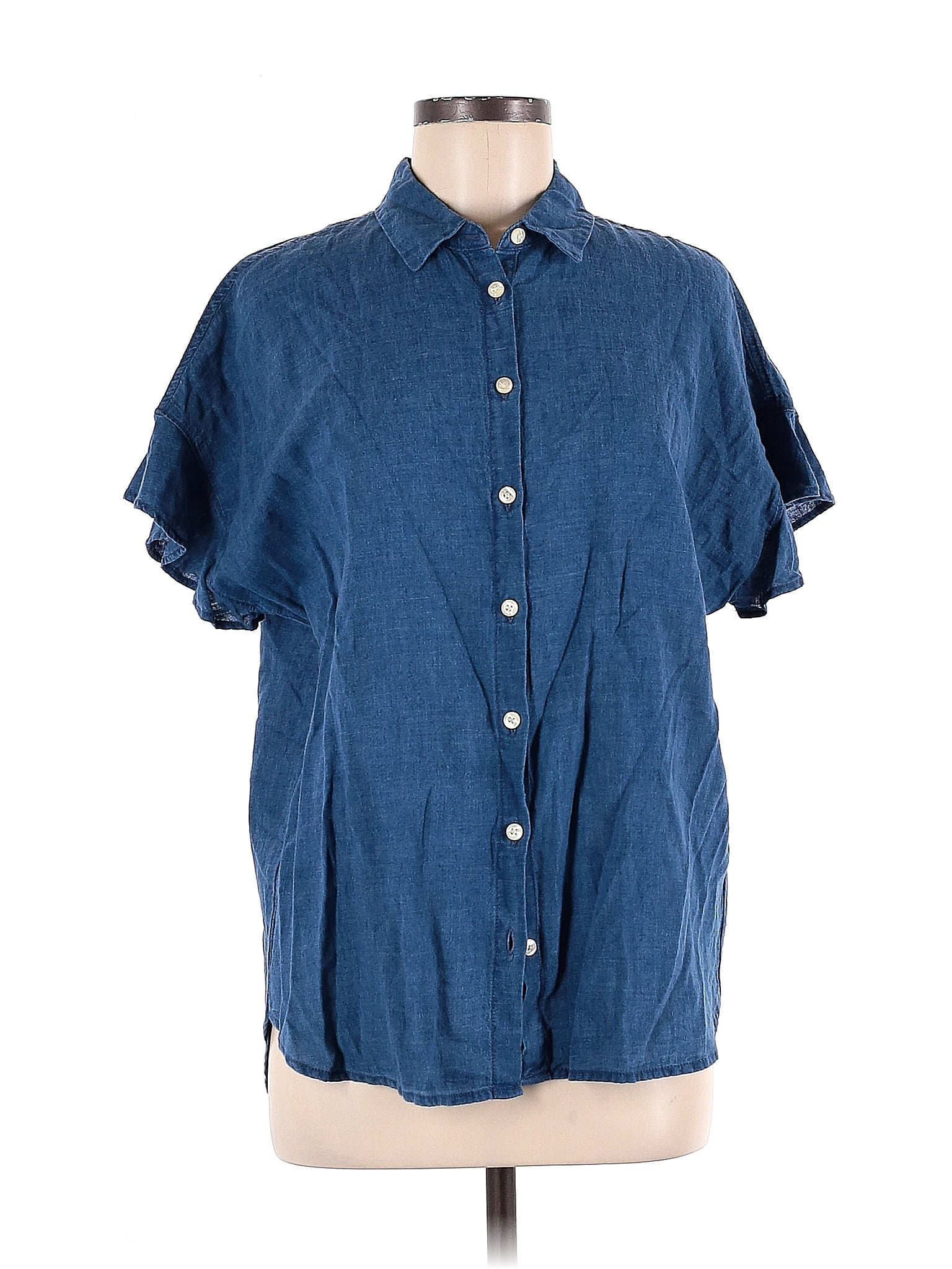 Madewell Blue Short Sleeve Button Down Shirt Size M 66 Off Thredup