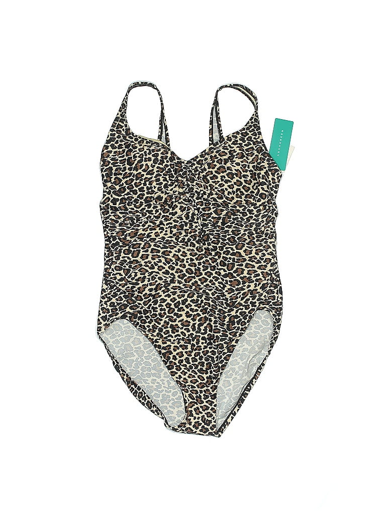 Aqua Green Leopard Print Multi Color Green One Piece Swimsuit Size L