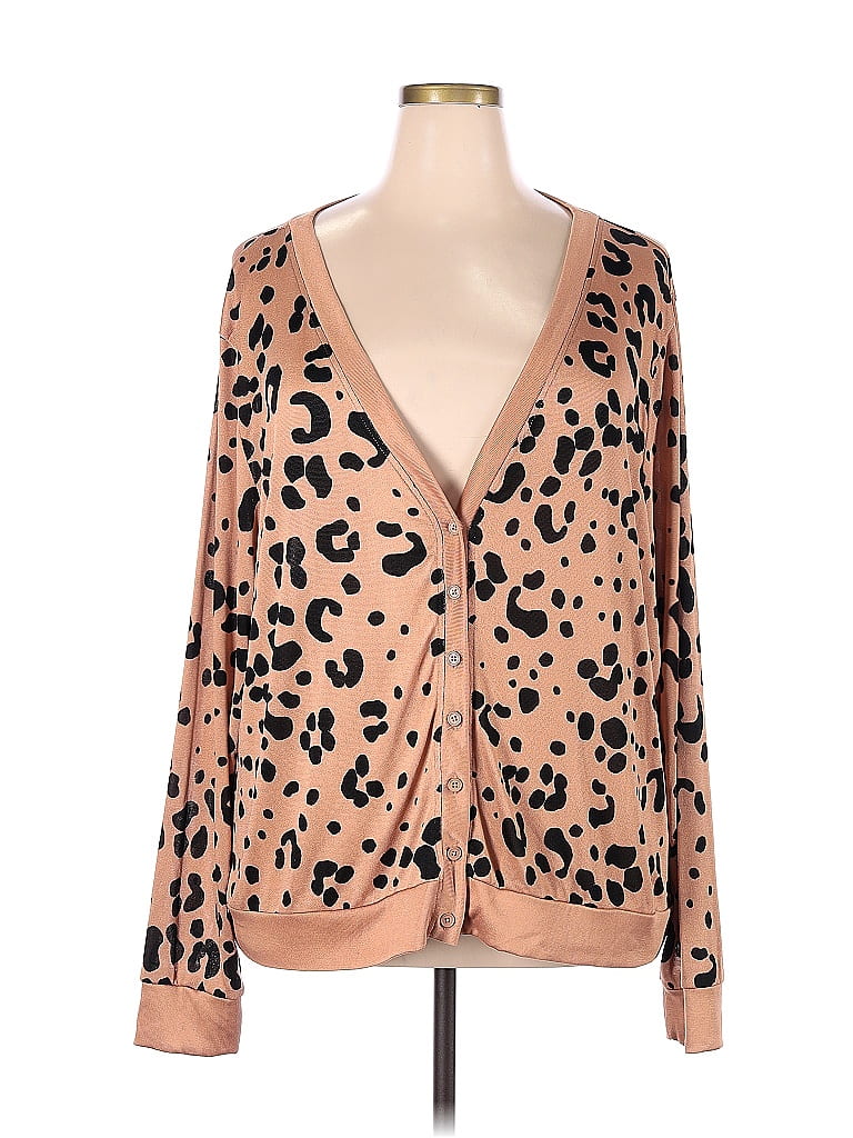 Color Block Cardigan Leopard main image 1