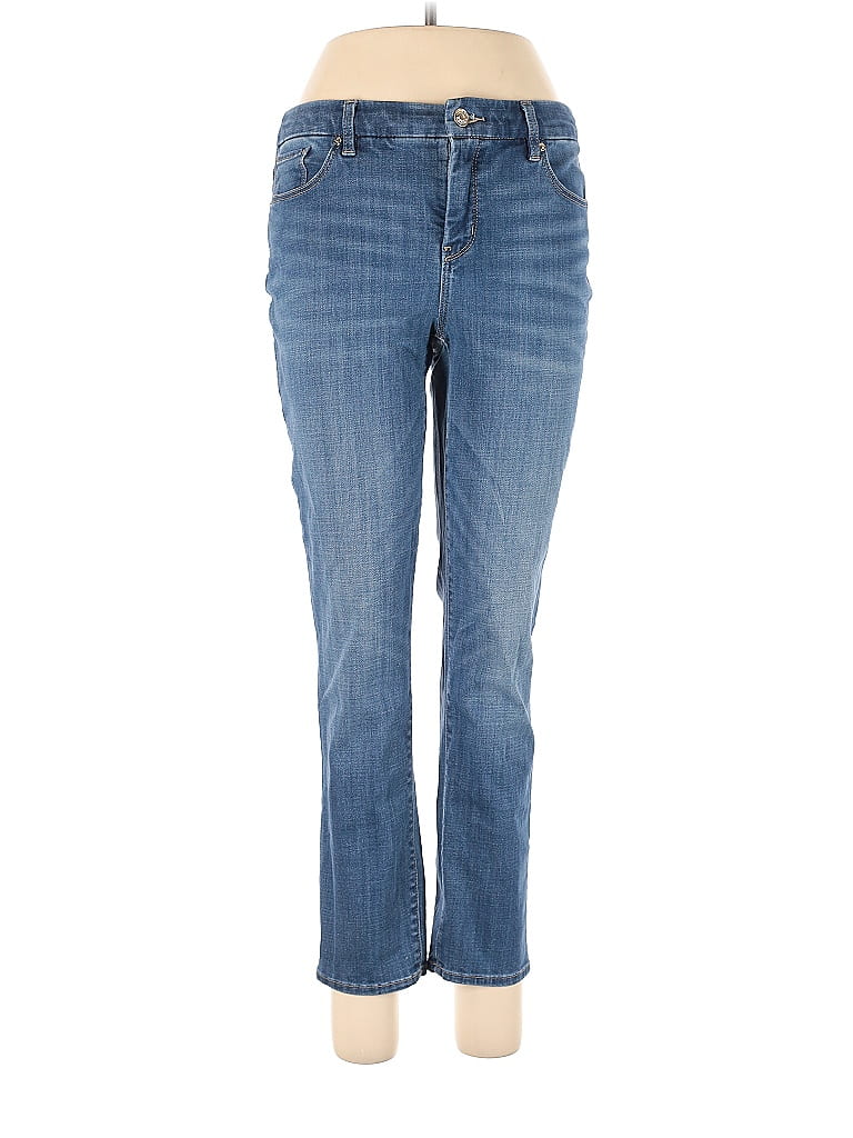 Chico's Solid Blue Jeans Size Lg (2) - 72% off | thredUP
