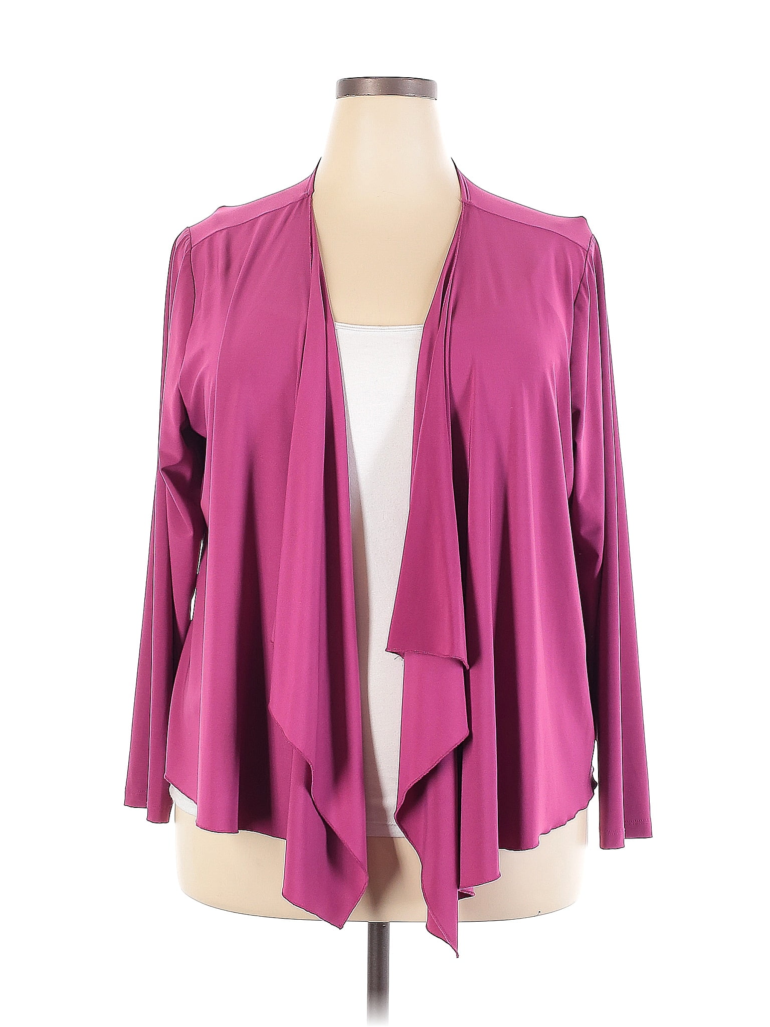 Attitudes by Renee Color Block Solid Purple Cardigan Size 2X (Plus ...
