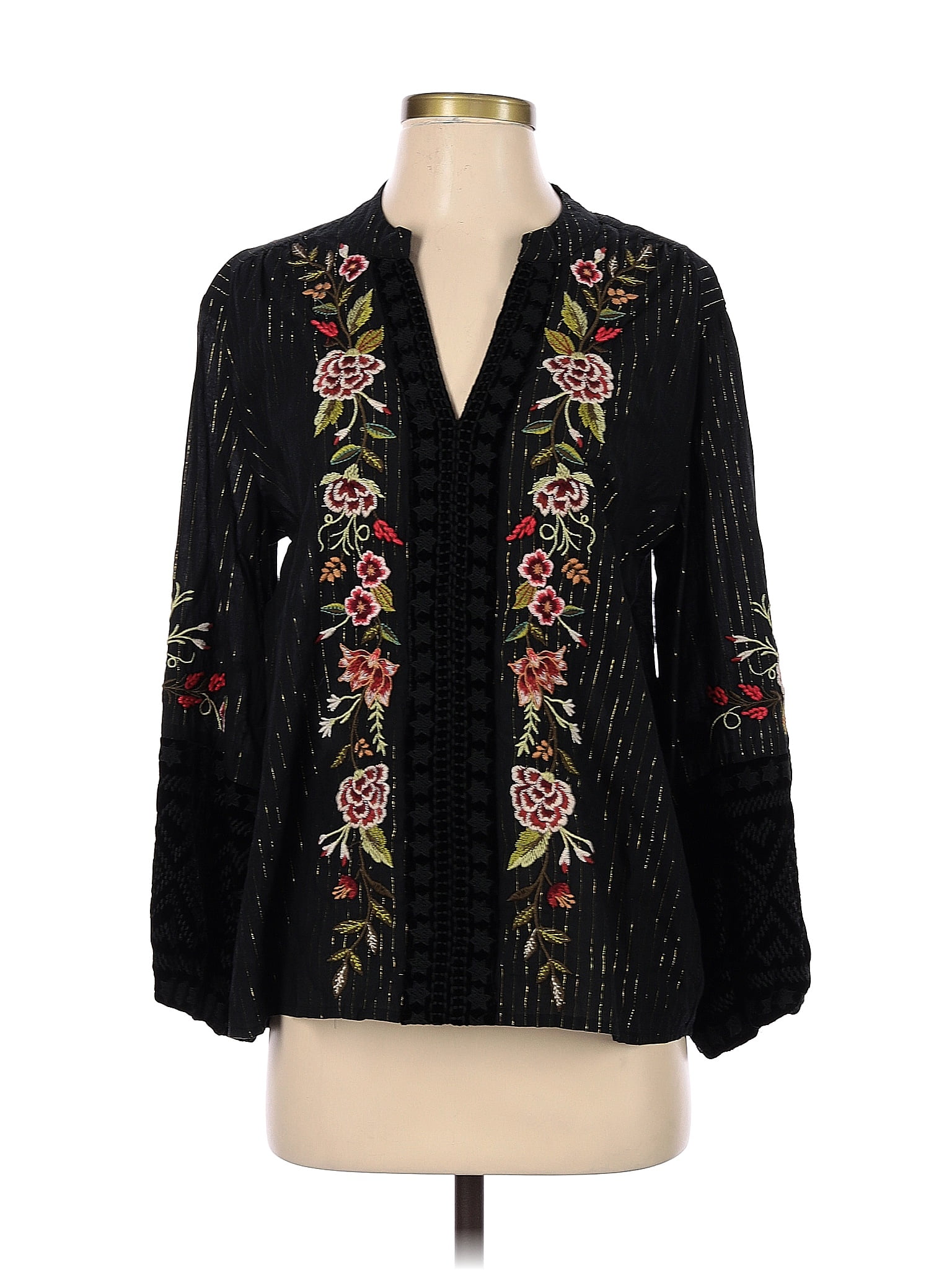 Johnny Was Floral Black Long Sleeve Blouse Size S - 71% off | thredUP
