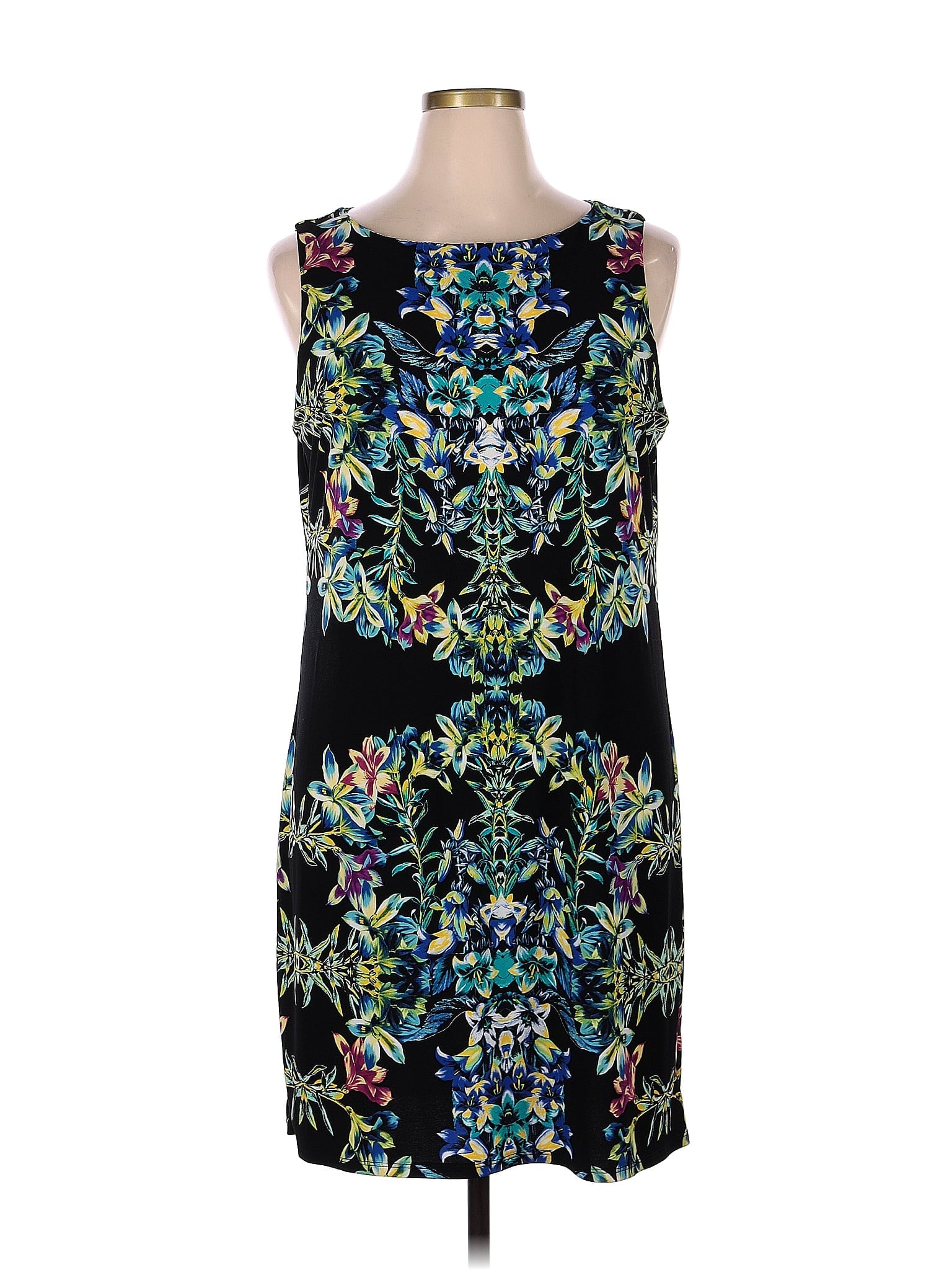 Nicole by Nicole Miller Color Block Multi Color Black Casual Dress Size ...