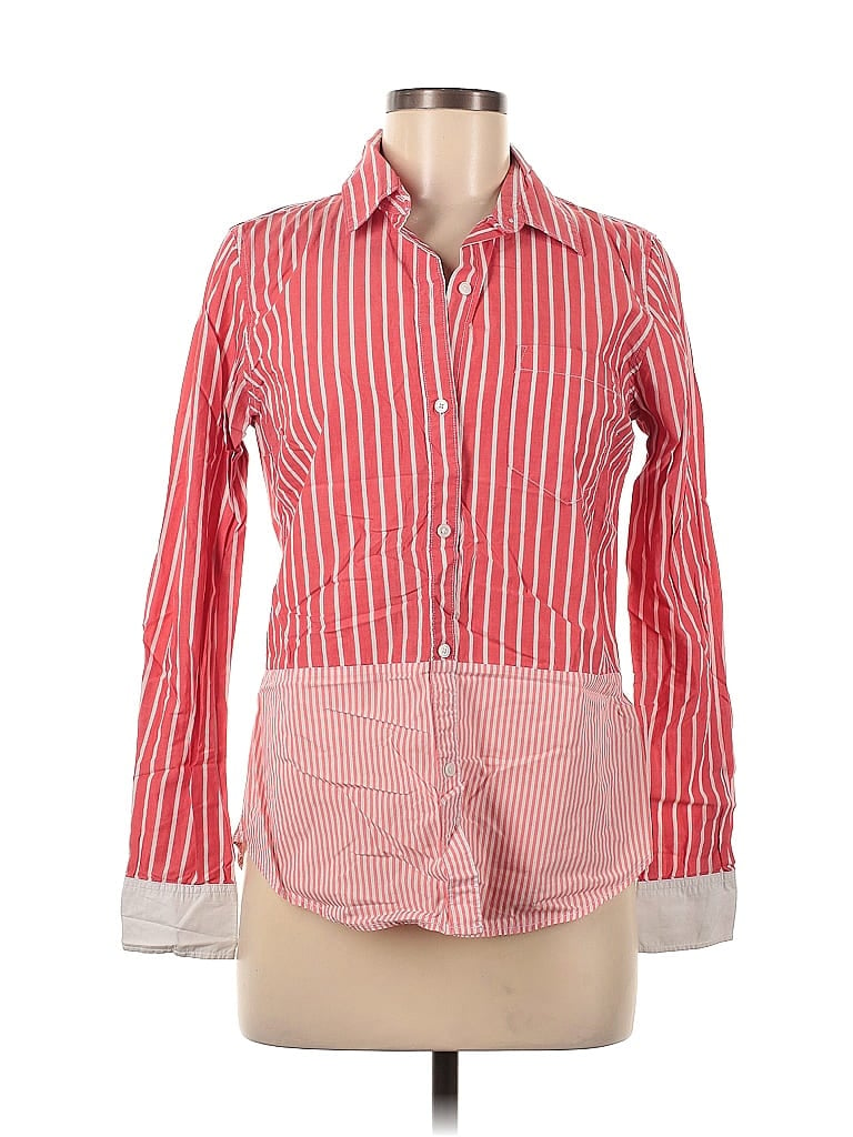 Gap 100% Cotton Color Block Stripes Red Long Sleeve Button-Down Shirt Size M - photo 1