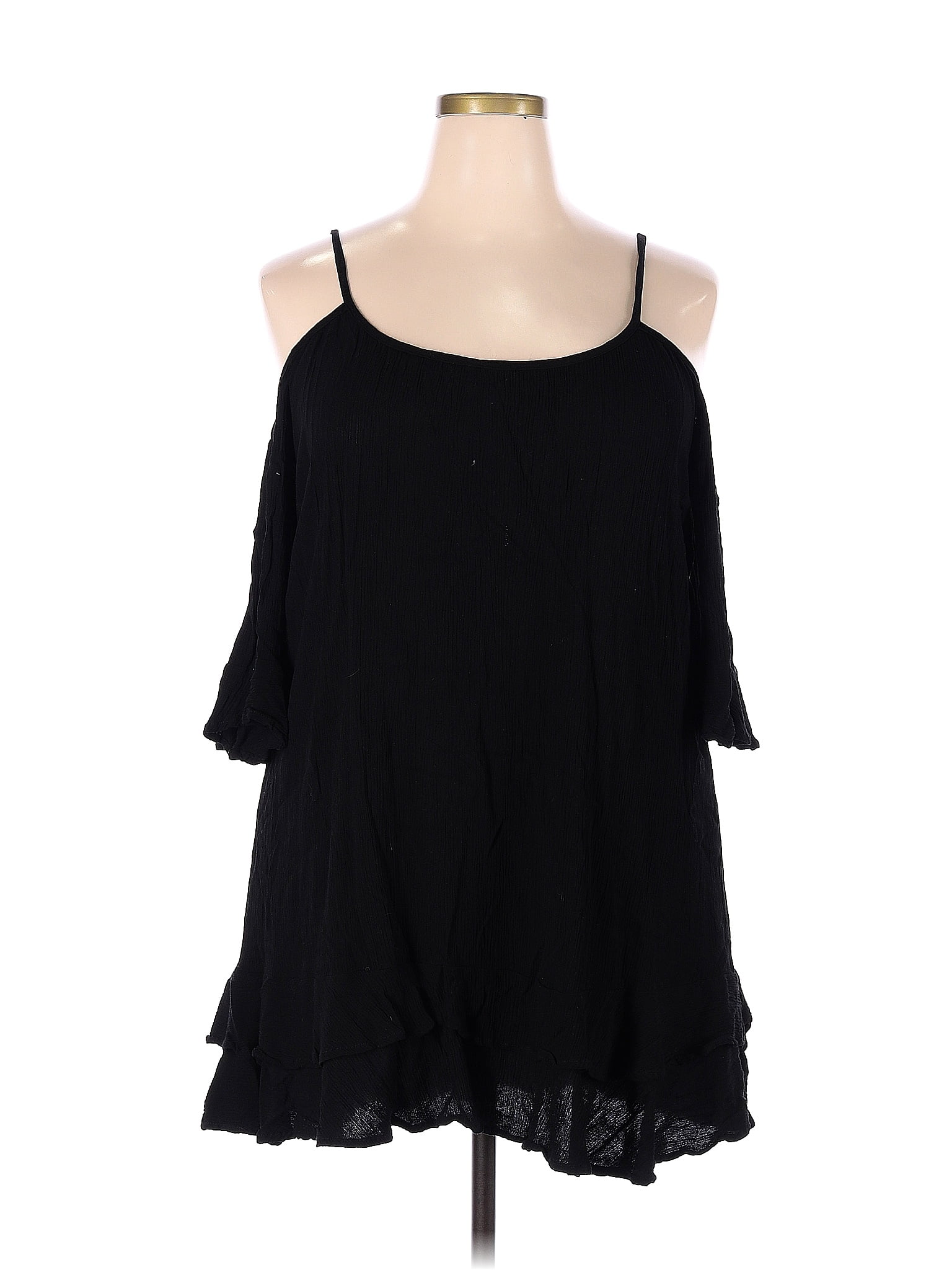 Torrid 100% Rayon Solid Black Short Sleeve Blouse Size 2X Plus (2 ...