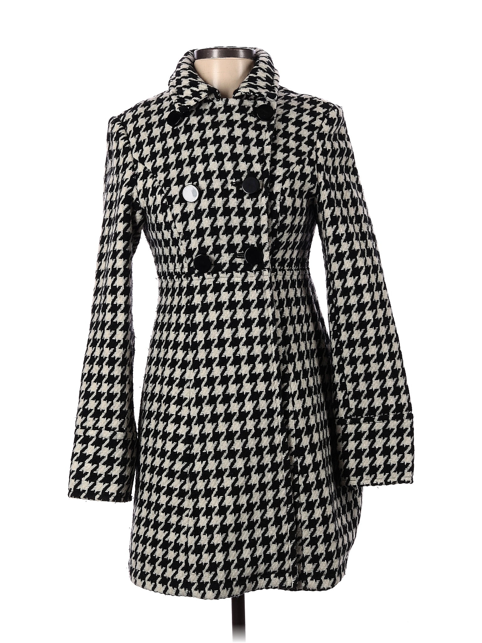 Express Houndstooth Multi Color Black Wool Coat Size XS - 71% off | thredUP