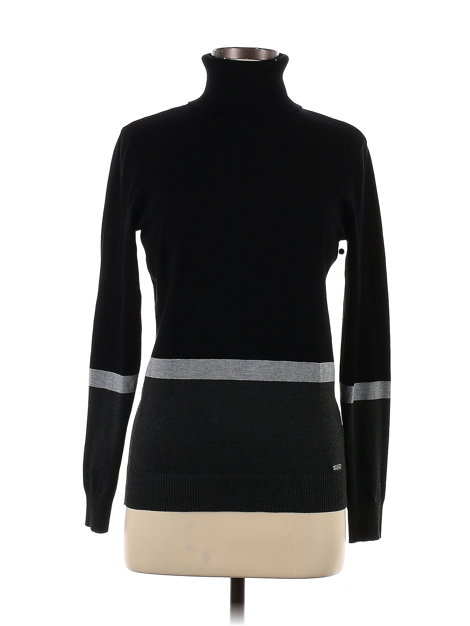 Calvin Klein Color Block Solid Black Turtleneck Sweater Size M 62 Off Thredup 3580