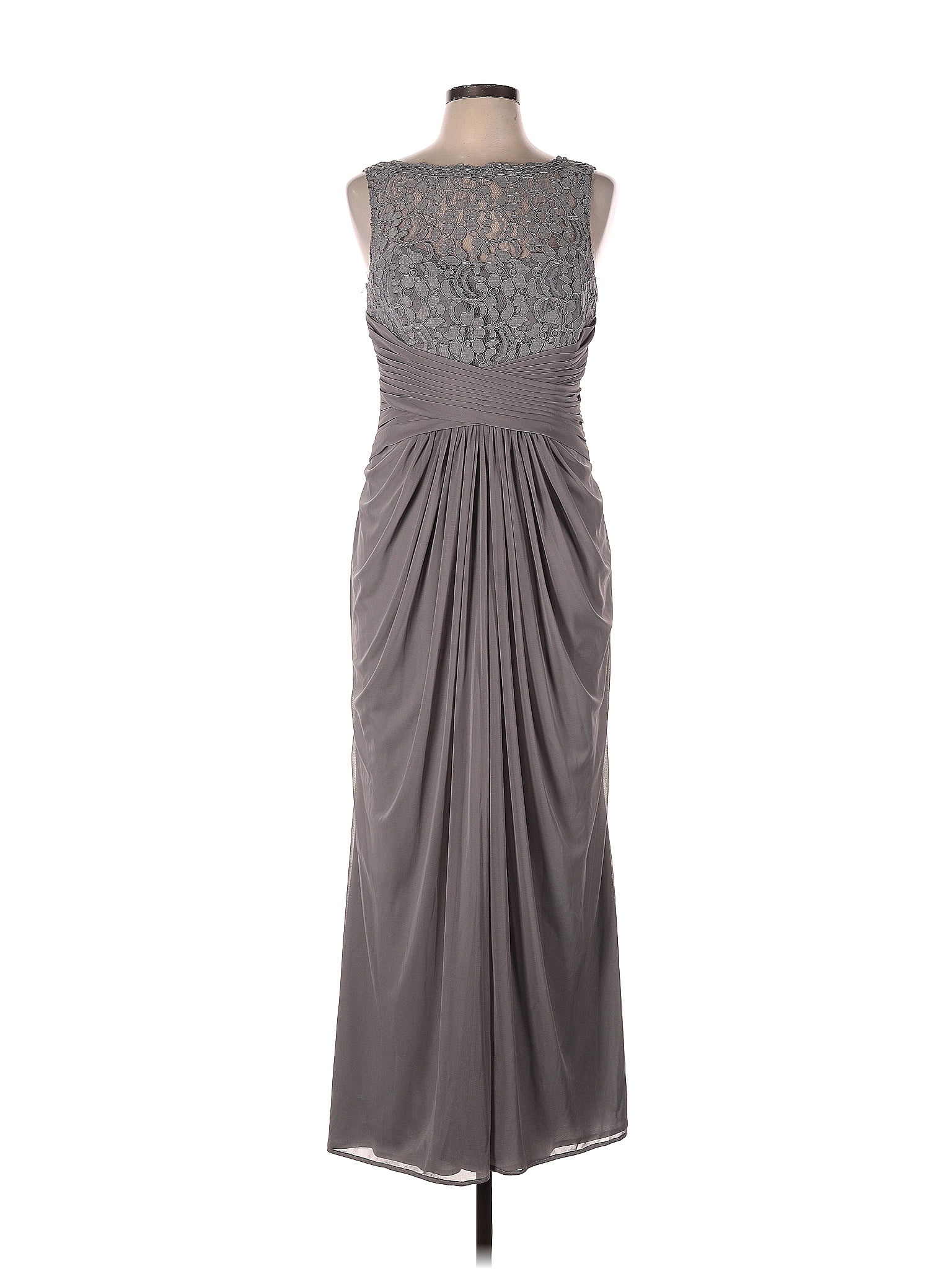David's Bridal 100 Polyester Solid Gray Cocktail Dress Size 12 75 off thredUP