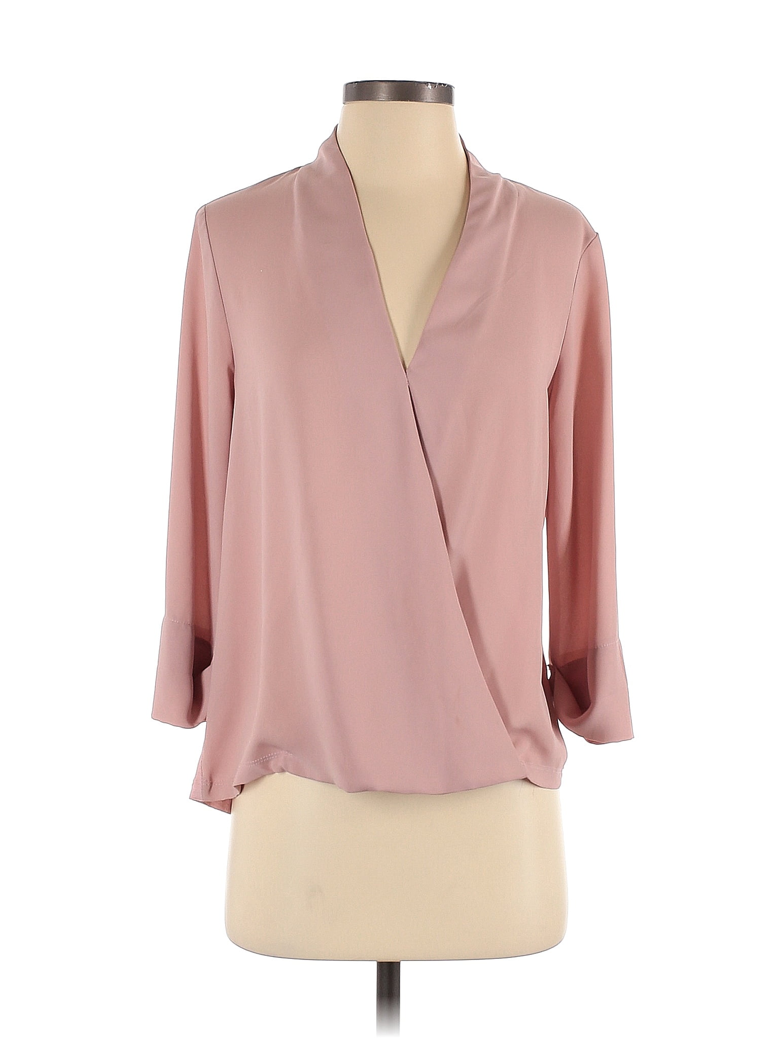 B Collection By Bobeau 100% Polyester Solid Blush Pink Long Sleeve ...