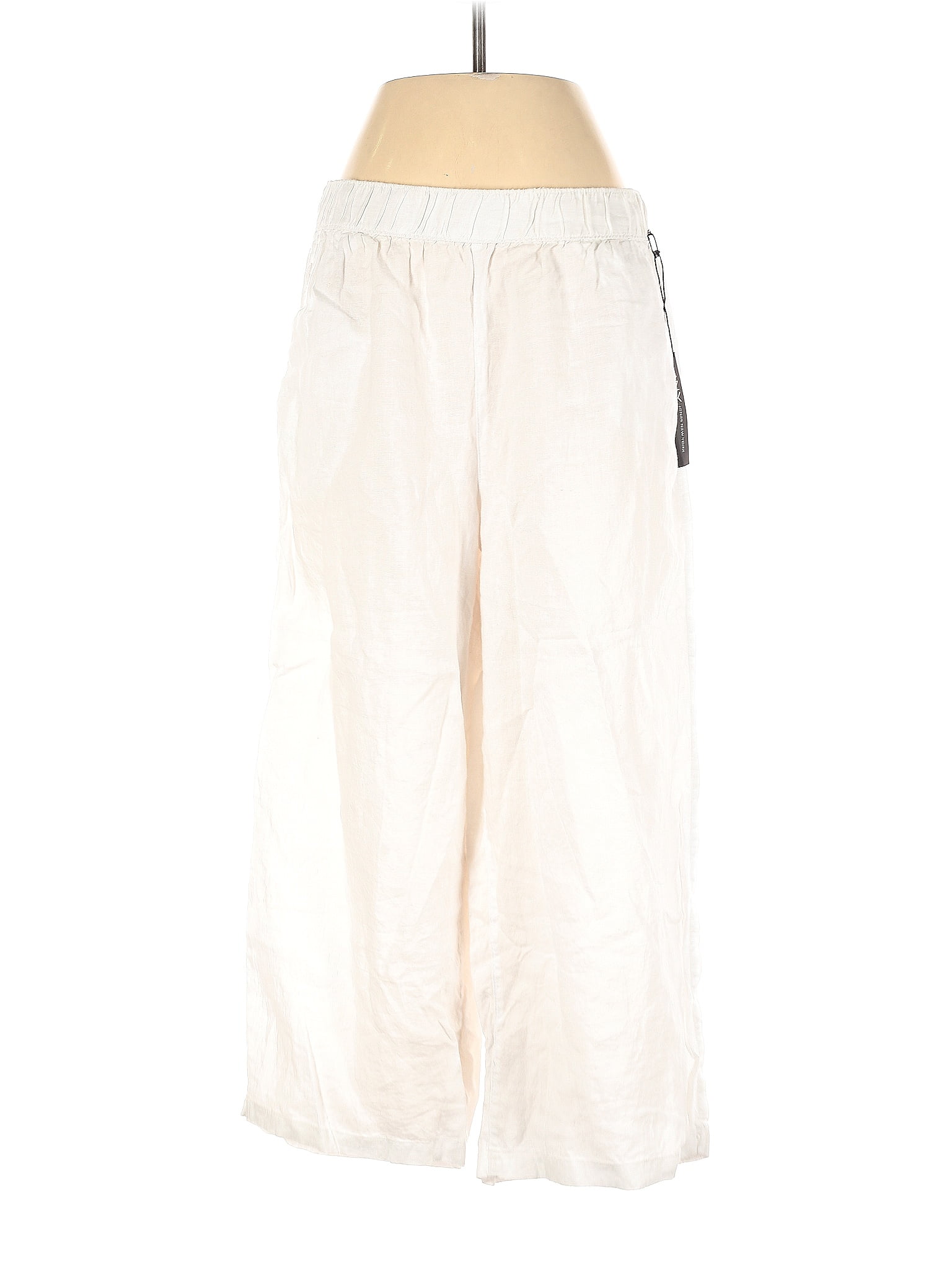 Jones New York 100% Linen Solid White Ivory Casual Pants Size L - 75% ...