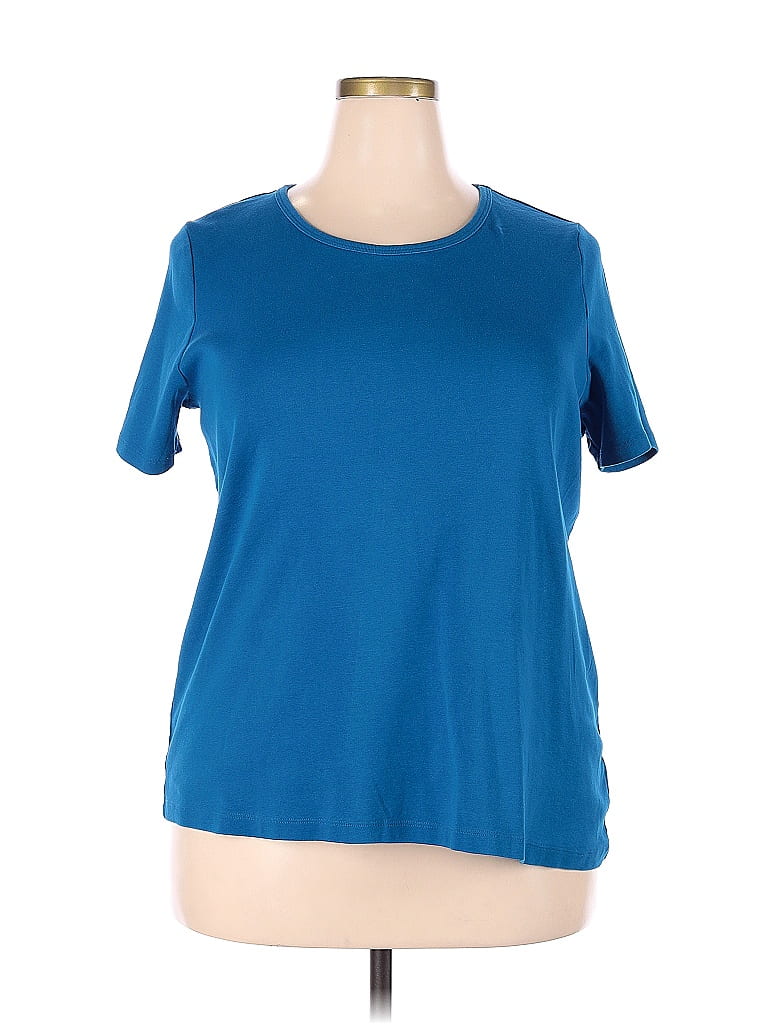 Lands' End 100% Cotton Color Block Blue Short Sleeve T-Shirt Size 2X ...