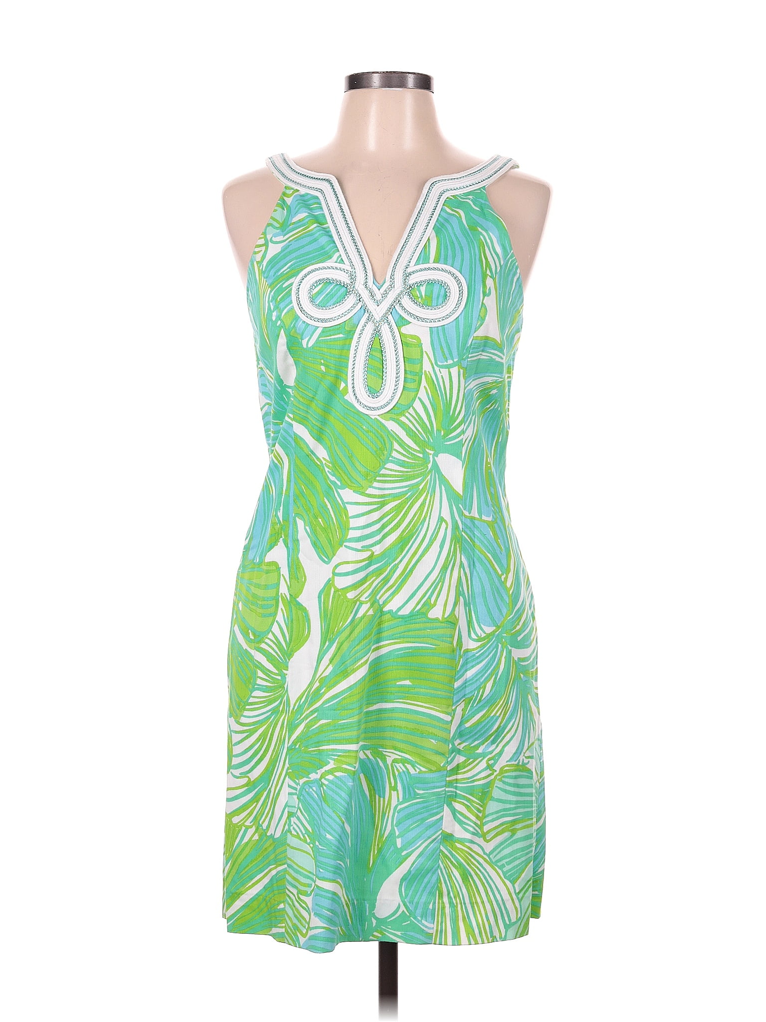 Lilly Pulitzer 100 Cotton Tropical Multi Color Green Casual Dress Size