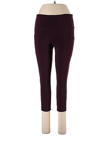 Yogalicious Solid Maroon Burgundy Yoga Pants Size L - 56% off