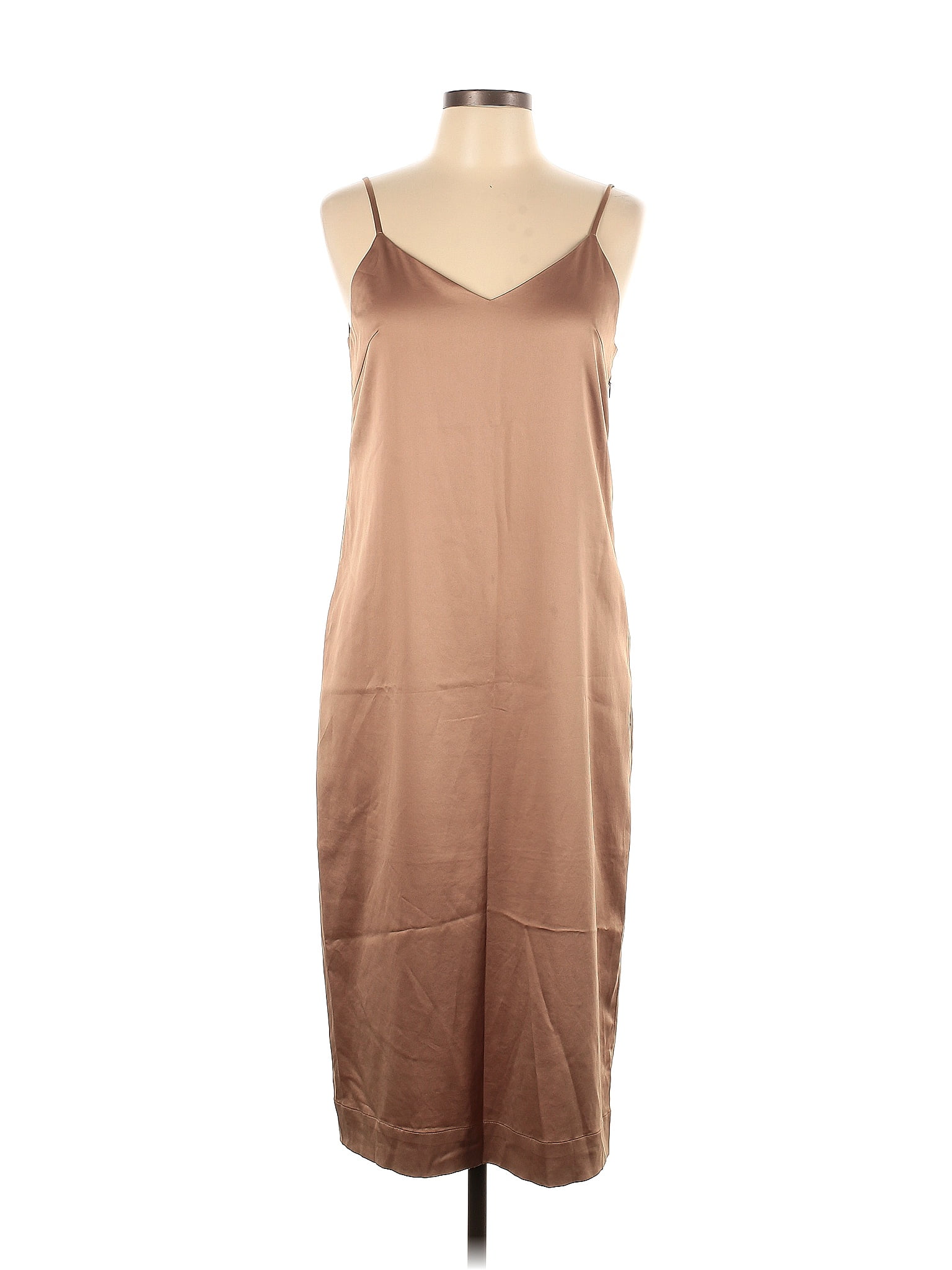 Achro 100% Polyester Solid Tan Casual Dress Size M - 65% off | thredUP