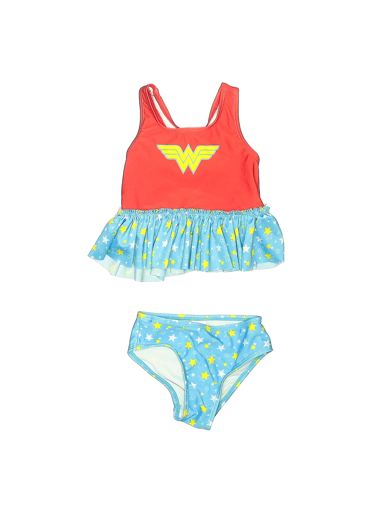 Wonder Woman 100 Polyester Blue Two Piece Swimsuit Size 2T 50 off thredUP