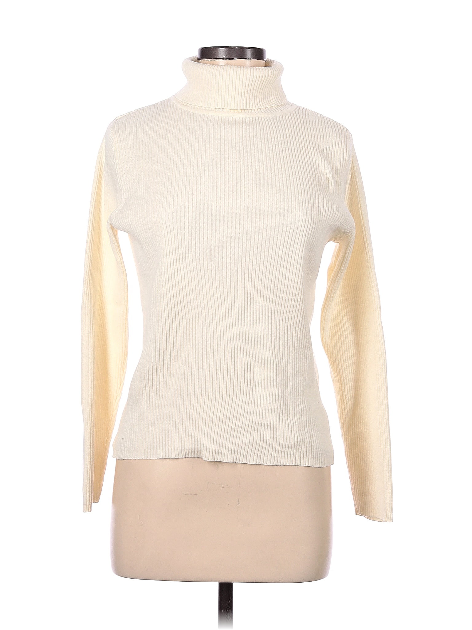 Kim Rogers Color Block Solid Ivory Turtleneck Sweater Size M - 44% off ...