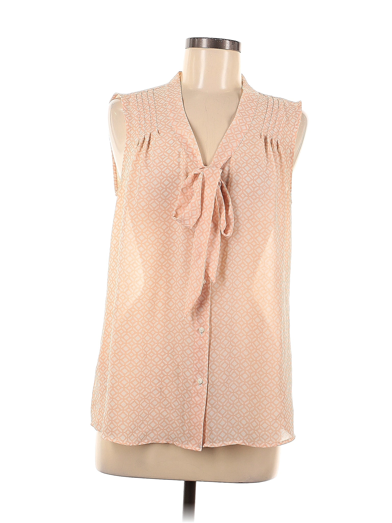 Ann Taylor Loft Outlet 100 Polyester Polka Dots Tan Sleeveless Blouse