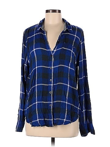 Lucky Brand Checkered-gingham Blue Long Sleeve Button-Down Shirt Size M -  75% off