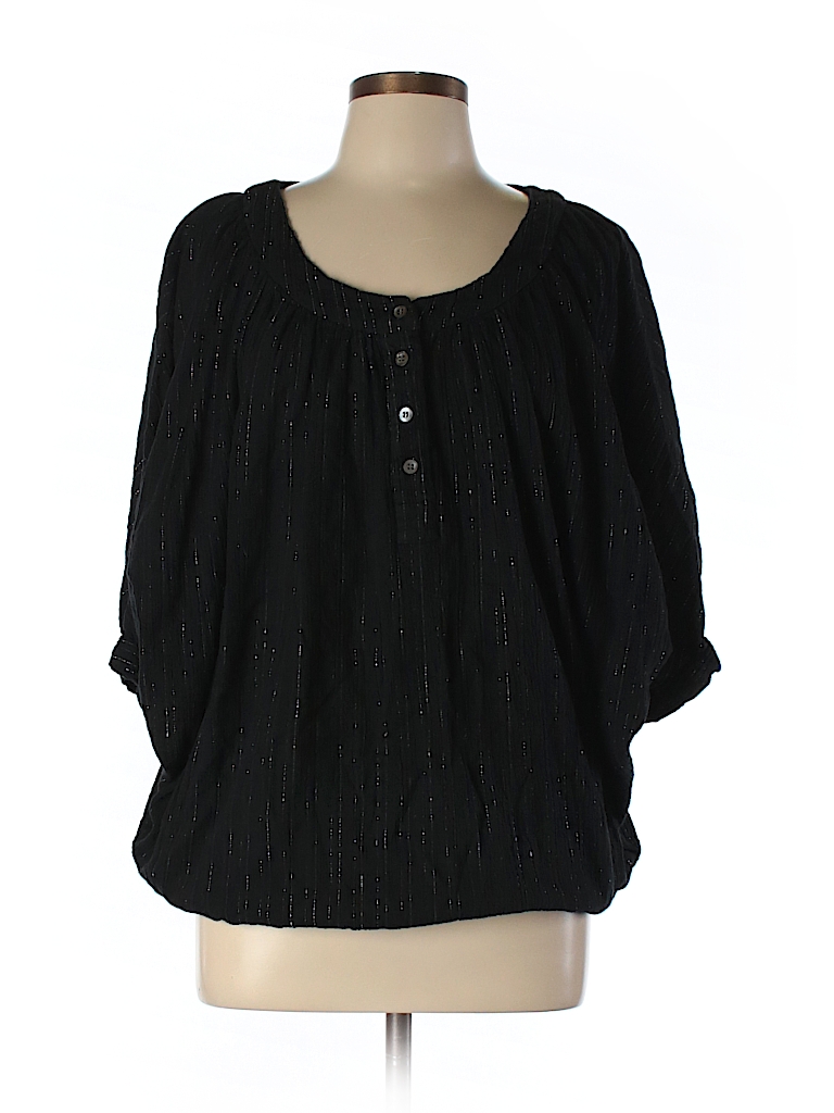 Trina Turk Solid Black Short Sleeve Blouse Size M - 79% off | thredUP