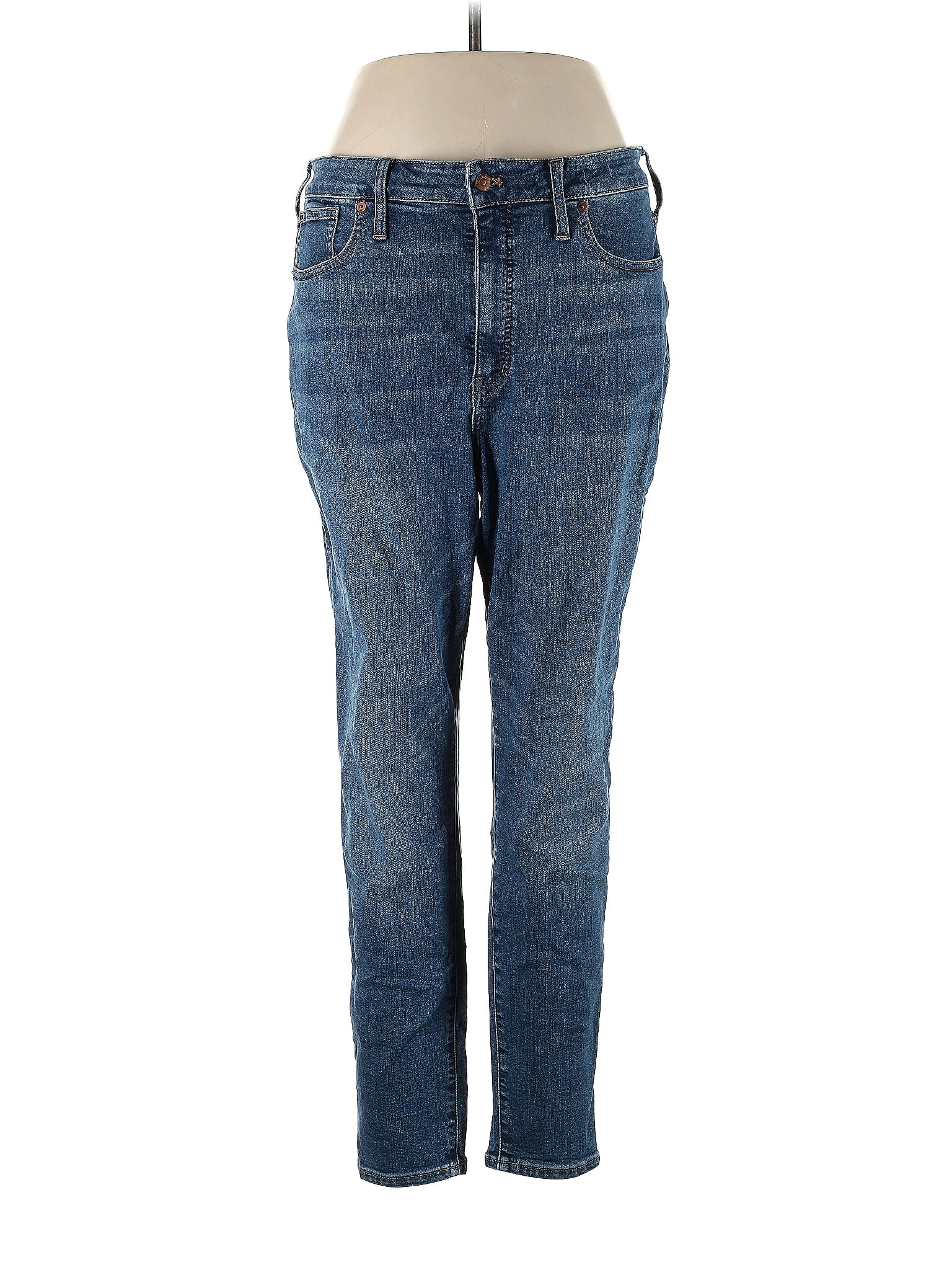 Madewell Solid Blue Curvy High-Rise Skinny Jeans in Wendover Wash ...