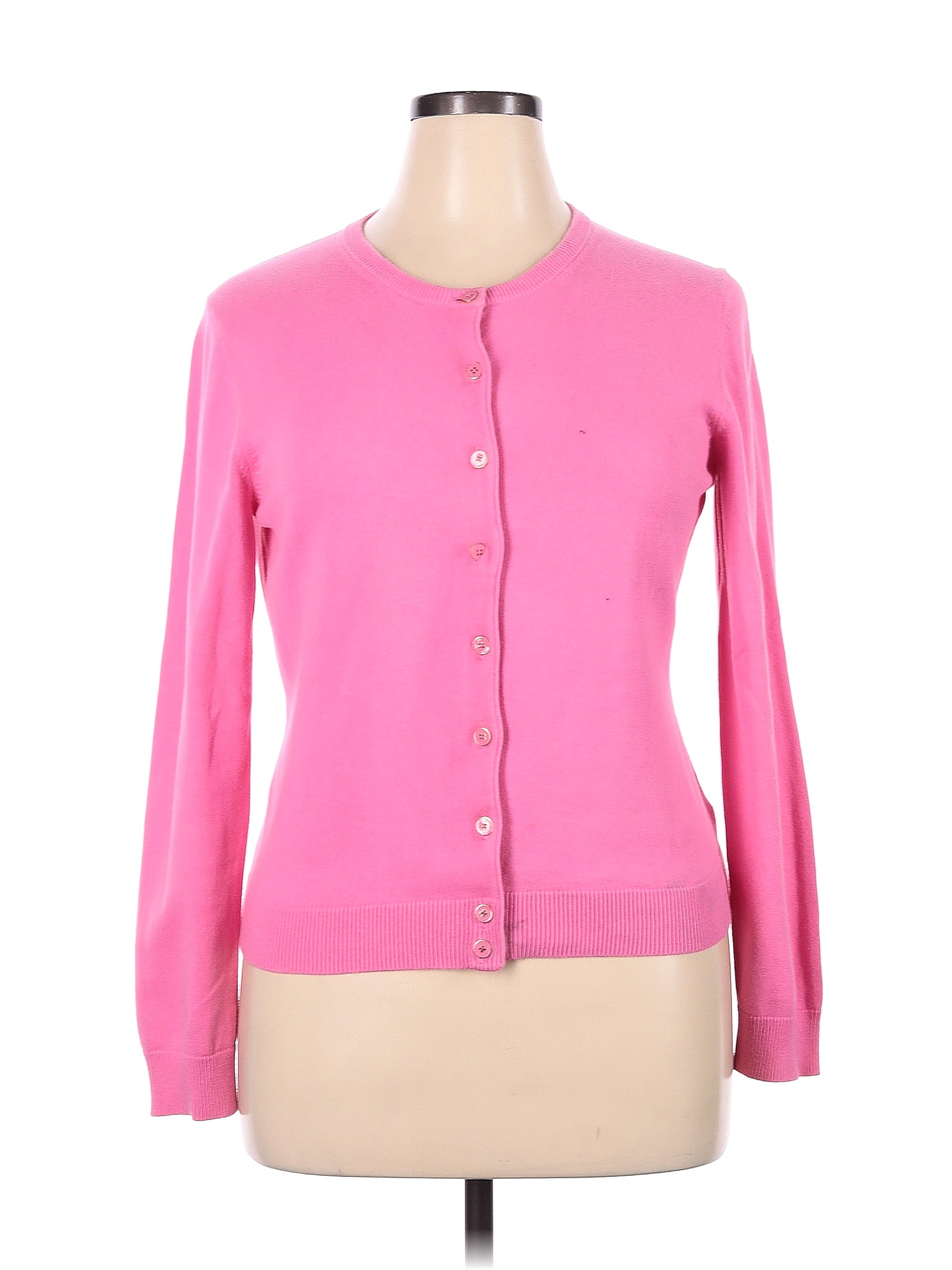 Lilly Pulitzer 100 Cotton Color Block Solid Pink Cardigan Size Xl 69