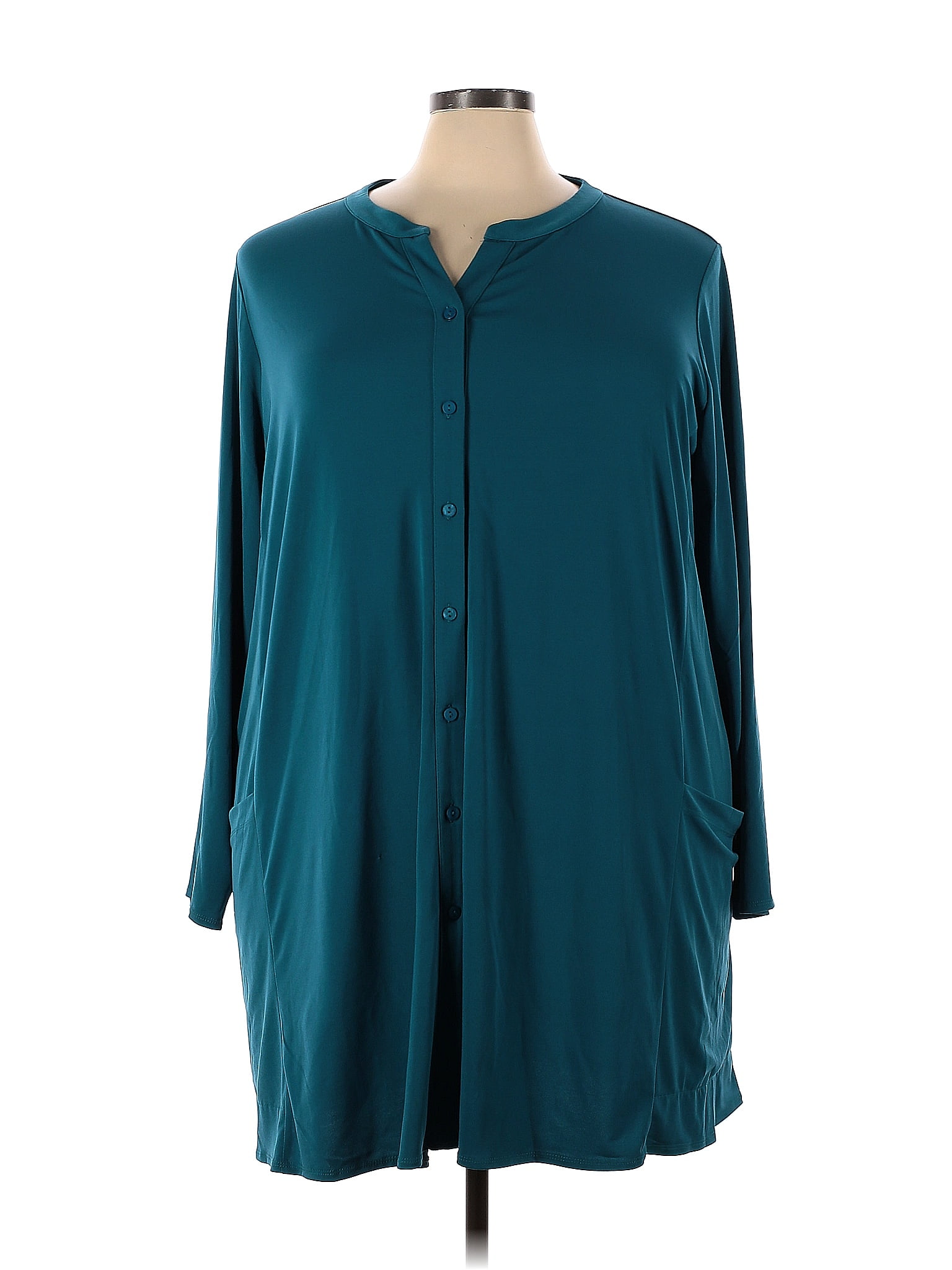 Susan Graver Teal Long Sleeve Top Size 3x Plus 53 Off Thredup