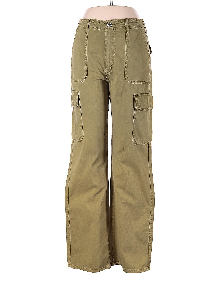 Zara 100 Cotton Solid Green Cargo Pants Size 6 45 off ThredUp