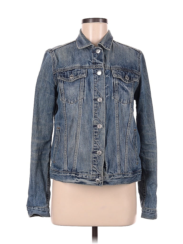 Gap 100 Cotton Solid Blue Denim Jacket Size M 68 Off Thredup