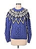 Lucky Brand Jacquard Argyle Fair Isle Aztec Or Tribal Print Blue Pullover Sweater Size XS - photo 1