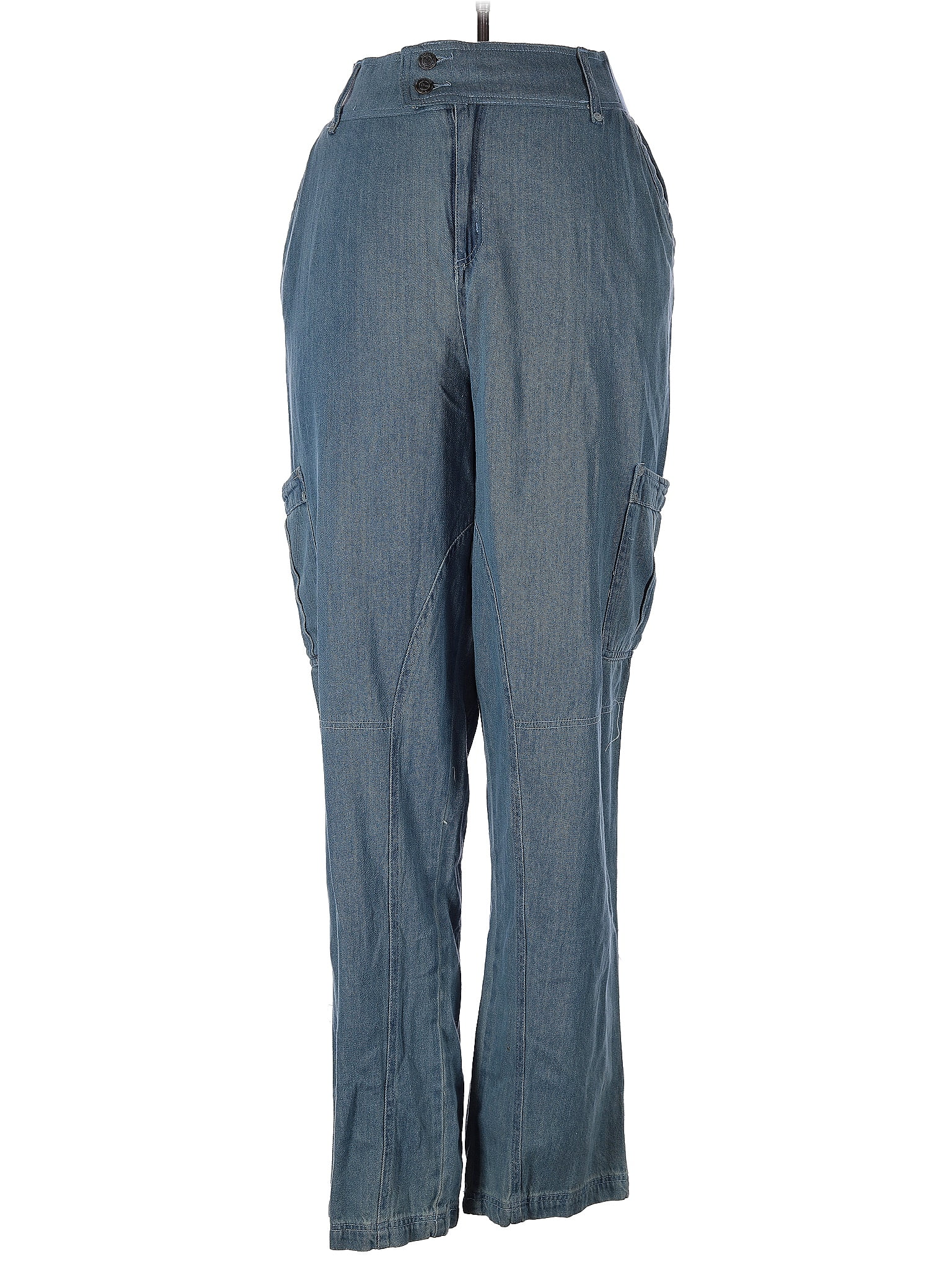 Woman Within 100% Cotton Solid Blue Cargo Pants Size 16 - 64% off