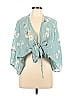 LC Lauren Conrad 100% Cotton Teal Long Sleeve Blouse Size 11 - photo 1