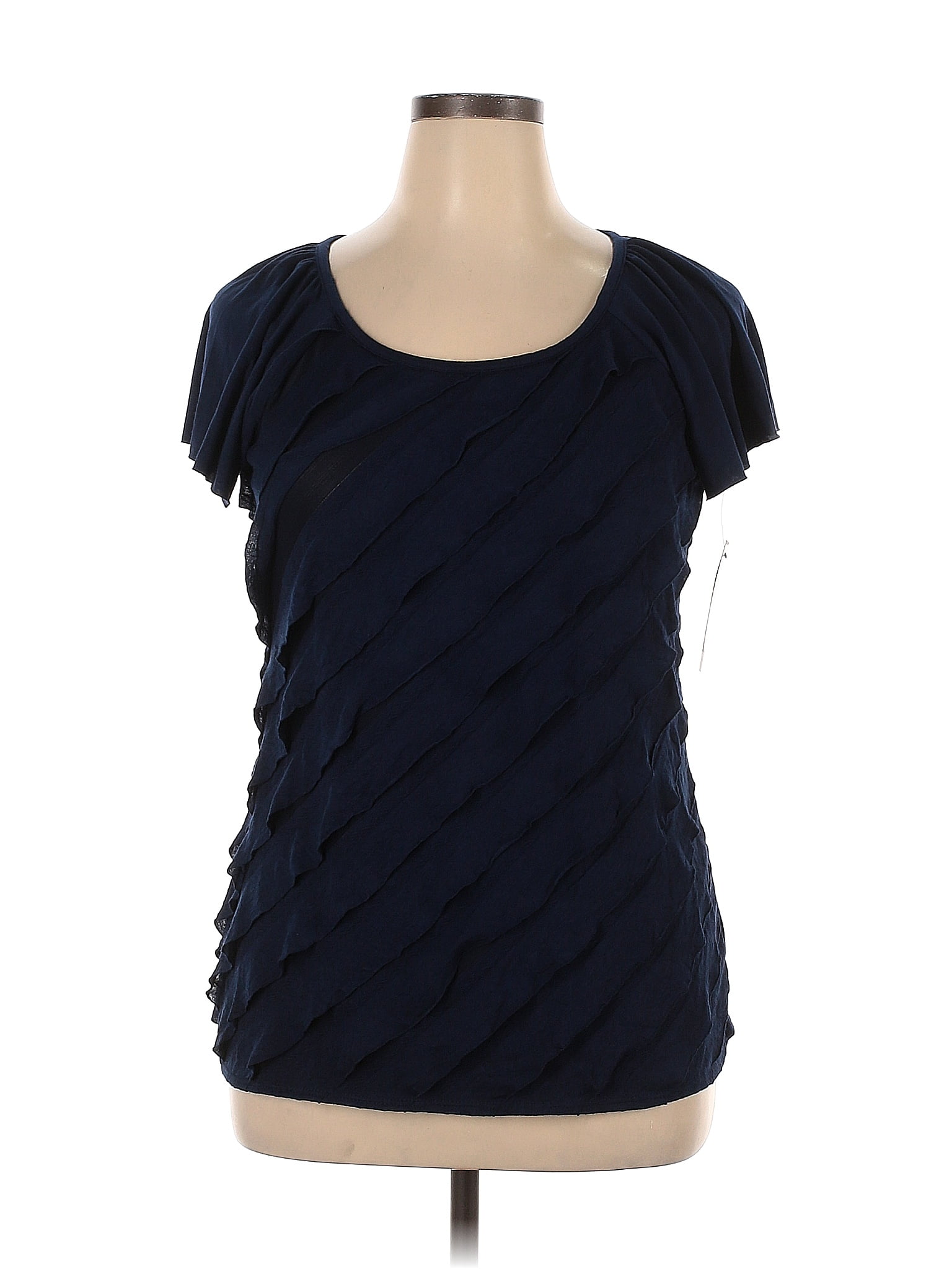 AB Studio Stripes Navy Blue Short Sleeve Top Size XL - 52% off | thredUP
