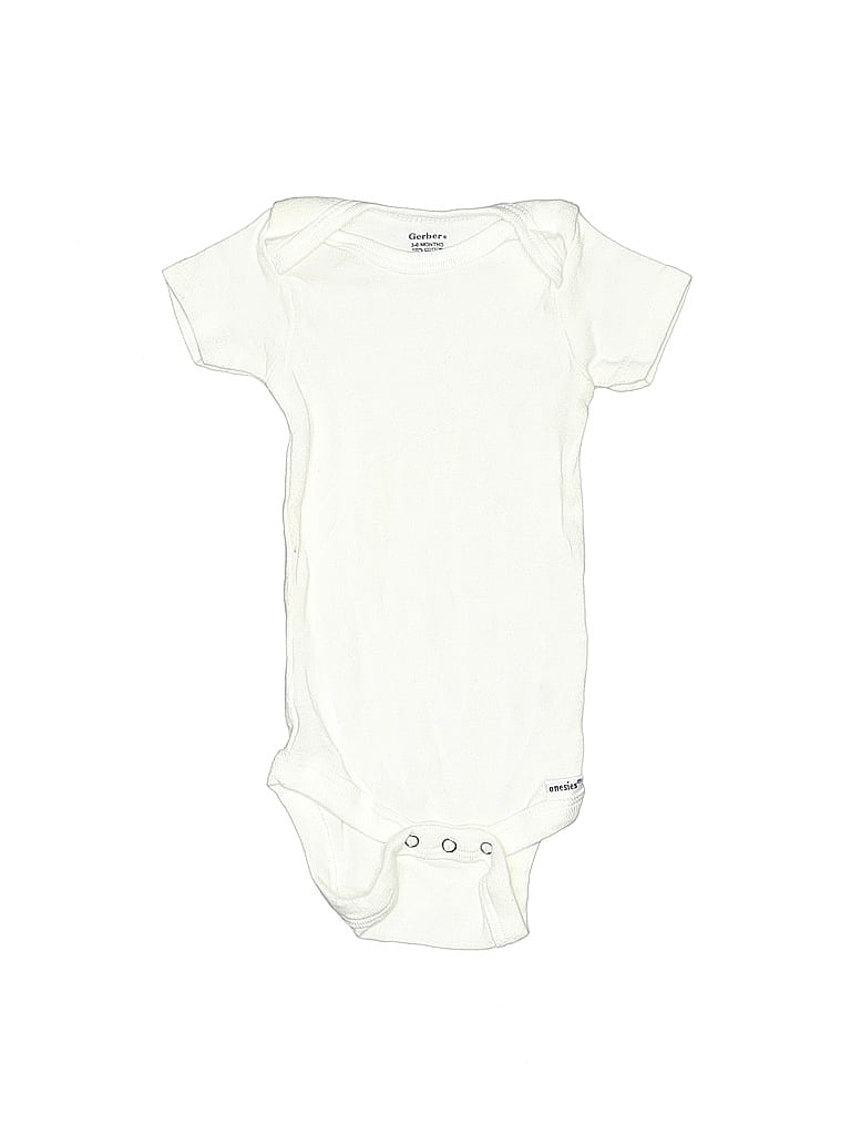 Gerber 100% Cotton Solid Ivory Short Sleeve Onesie Size 3-6 mo - photo 1