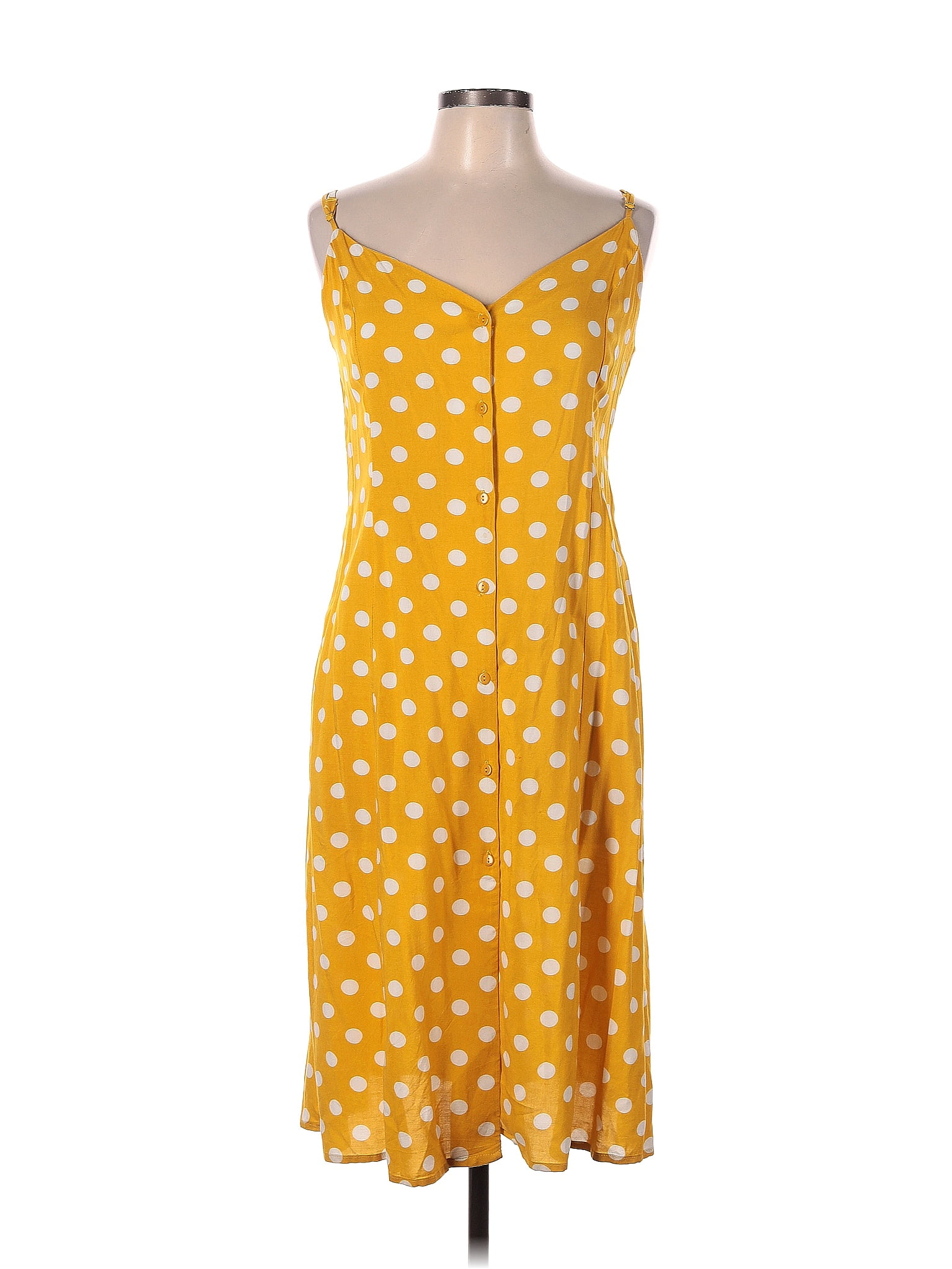 Warehouse yellow store polka dot dress