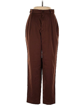 Assorted Brands 100% Polyester Solid Brown Casual Pants Size 4 (Petite) -  47% off
