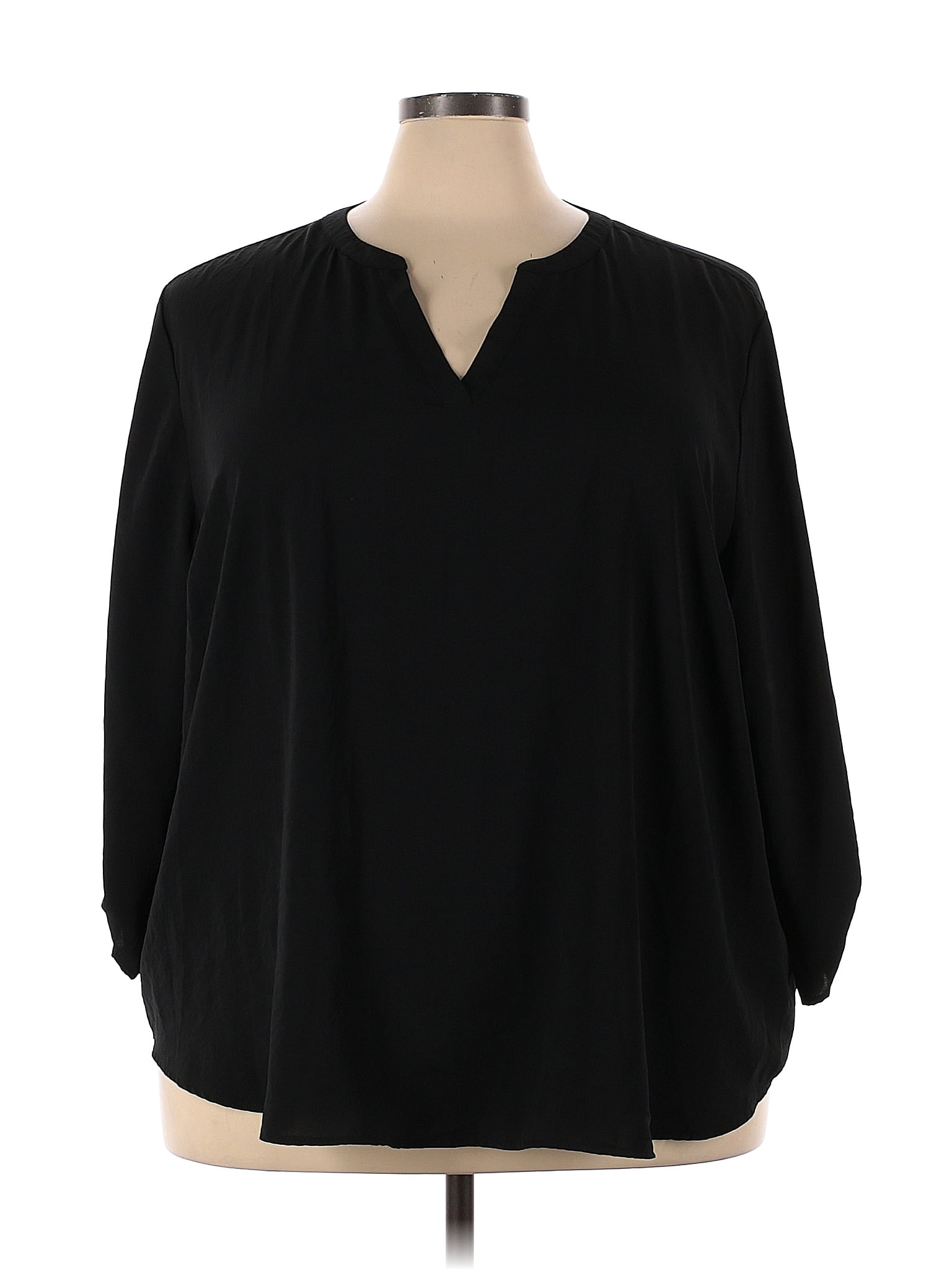 Maurices 100% Polyester Black Long Sleeve Blouse Size 28 (4) (Plus ...