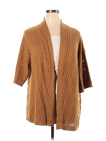 NEW J.Jill Women's Brown 3/4 Sleeve Open Cardigan Sweater - XL