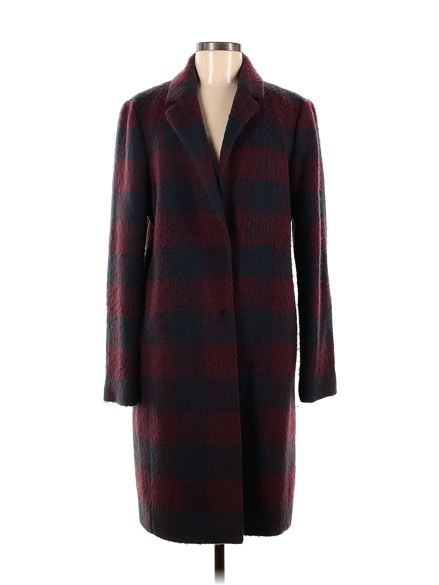 Ann Taylor Checkered-gingham Multi Color Burgundy Coat Size M - 72% off ...