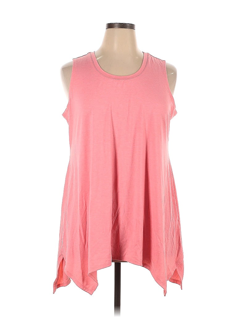 LOGO by Lori Goldstein Solid Teal Tank Top Size 1X (Plus) - 62% off