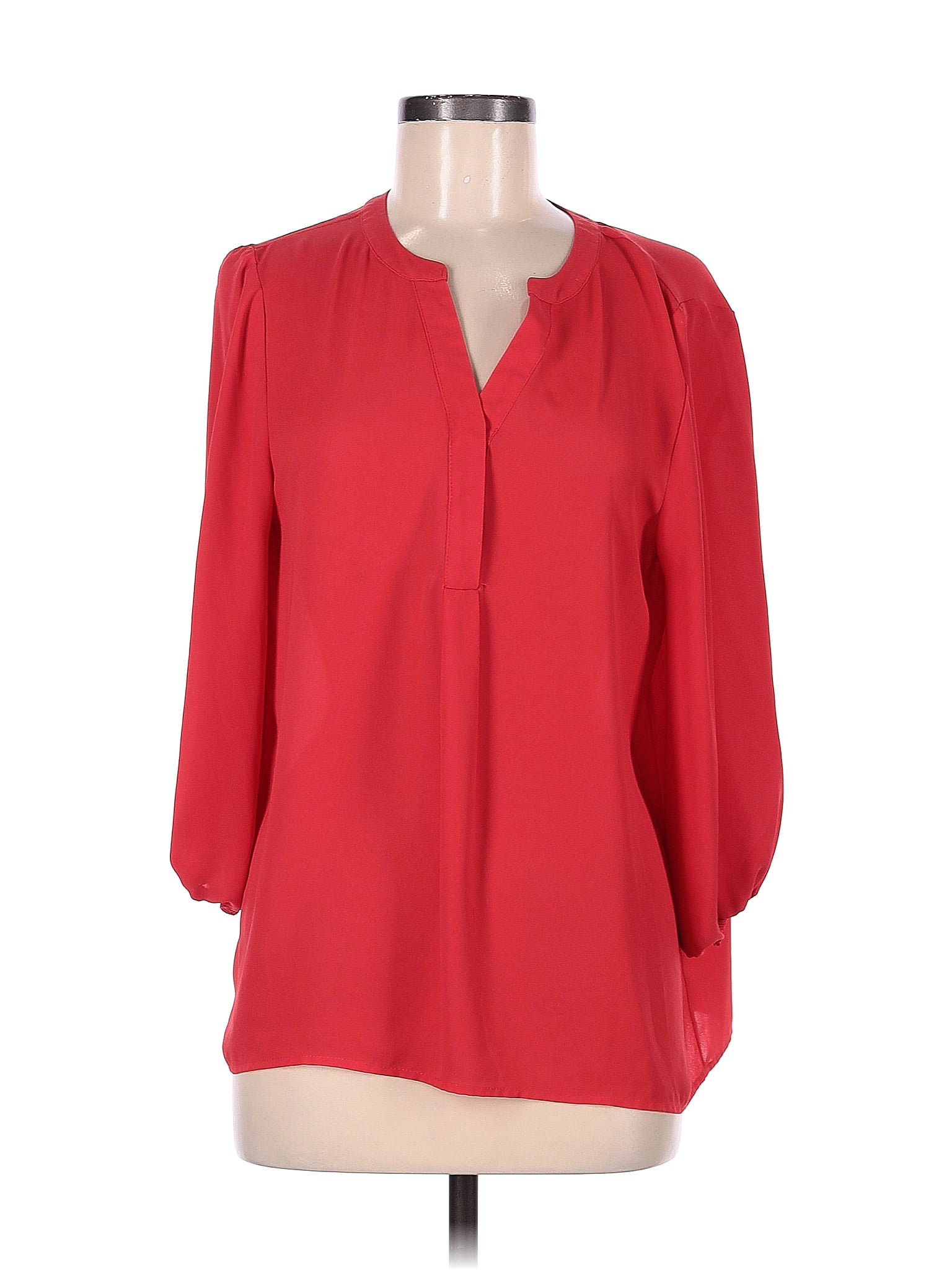 Violet And Claire 100 Polyester Solid Red Long Sleeve Blouse Size M 74