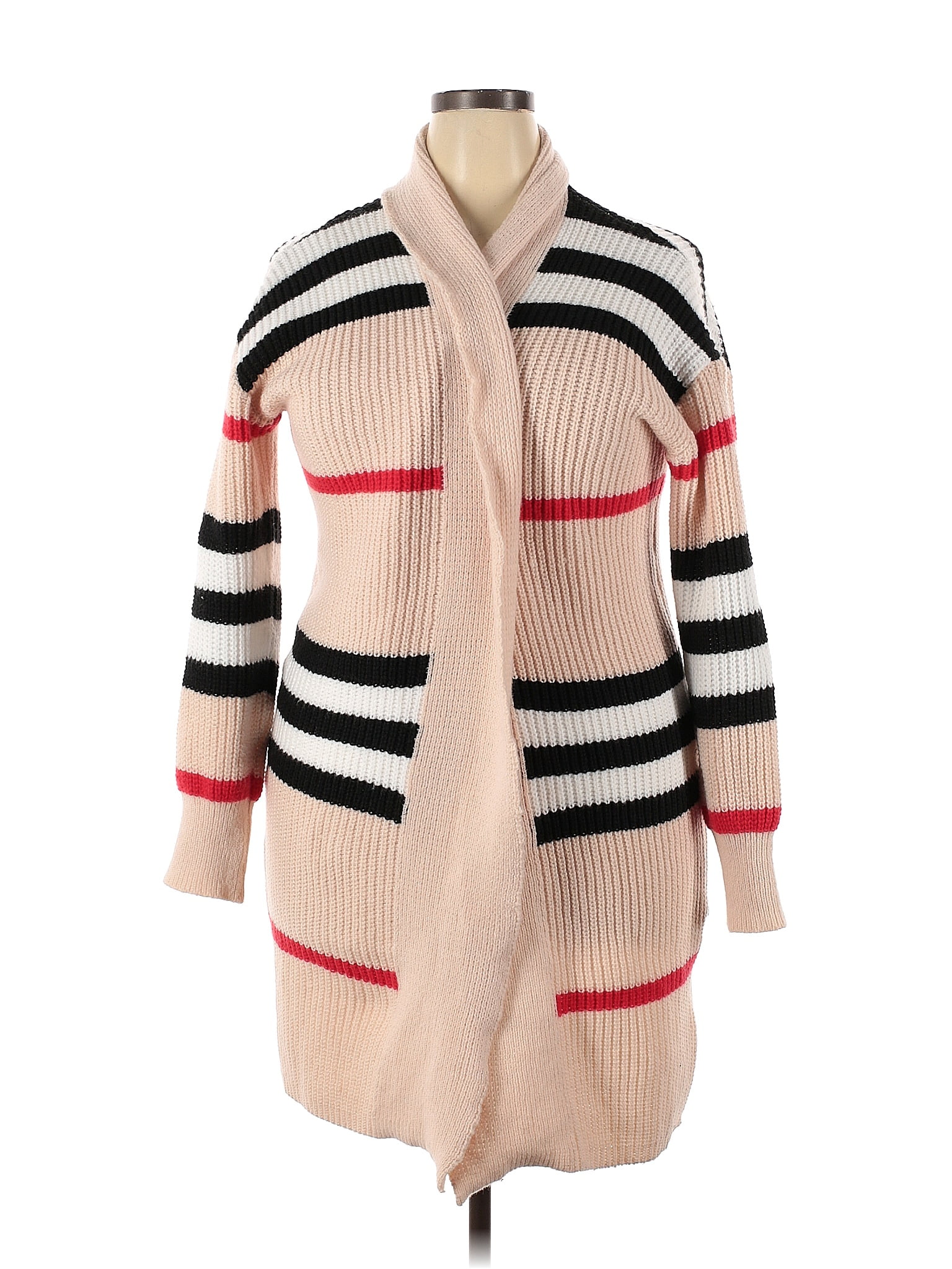 Color-blocking Stripe Cardigan & Trousers 2Pcs