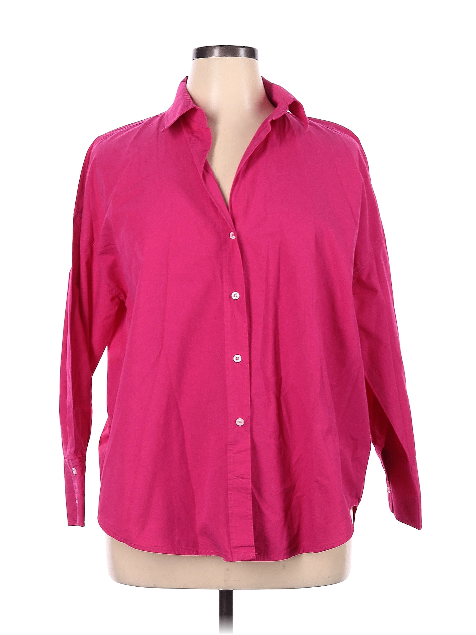 Zara Pink Long Sleeve Button Down Shirt Size Xl 50 Off Thredup