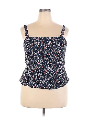 Torrid 100% Rayon Floral Multi Color Blue Sleeveless Top Size 3X Plus (3)  (Plus) - 60% off
